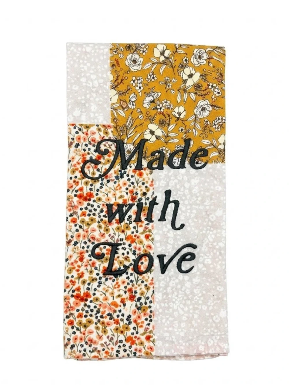 Anthropologie Made With Love Embroidered Patchwork Floral Kitchen Dish Towel